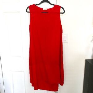 Red linen dress